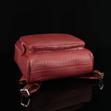 Unisex  Genuine Crocodile Leather Backpack Wine Red