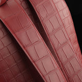 Unisex  Genuine Crocodile Leather Backpack Wine Red