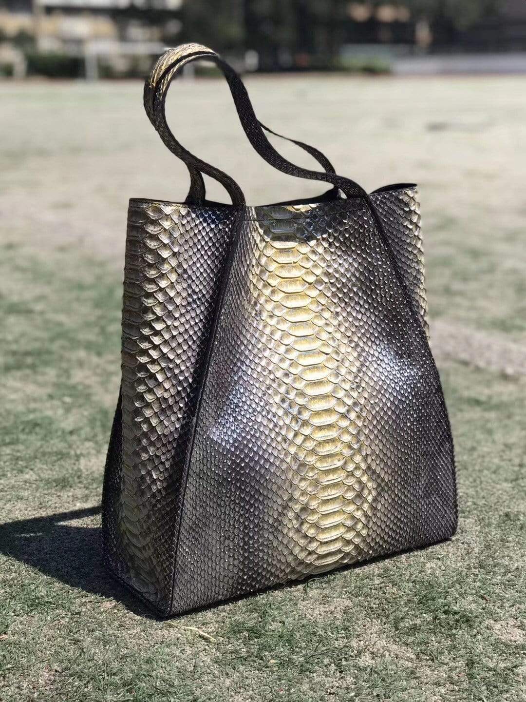 Unisex Genuine Python Leather Large Hobo Bags