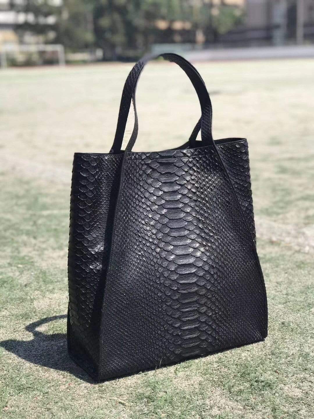 Unisex Genuine Python Leather Large Hobo Bags
