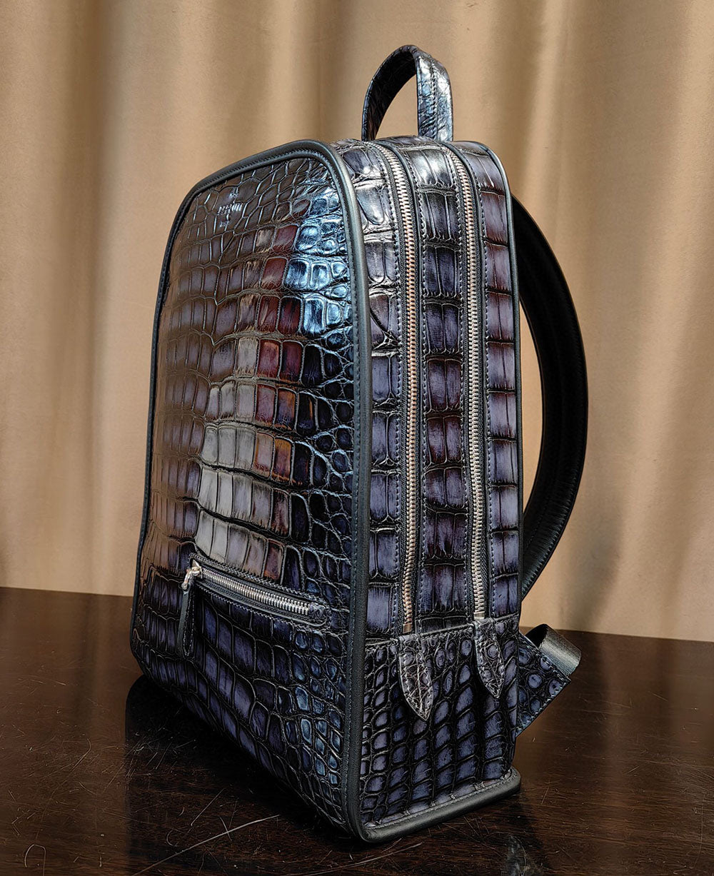 Vintage Crocodile Leather Backpack Large