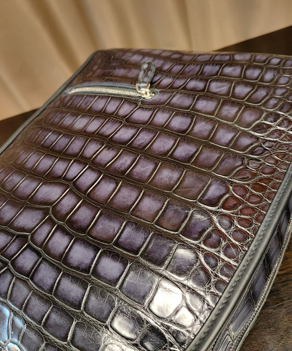 Vintage Crocodile Leather Backpack Large