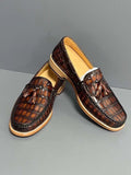 Vintage Genuine Crocodile Skin Leather Classic Fashion Slip On Driving Loafers