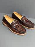 Vintage Genuine Crocodile Skin Leather Classic Fashion Slip On Driving Loafers