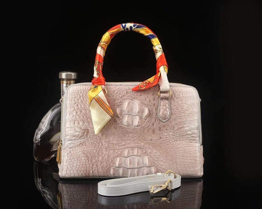 Women's Genuine Crocodile Bone Leather Shoulder Satchel Bag