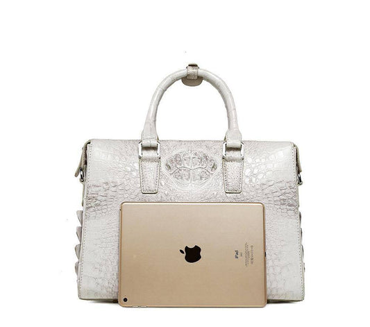 Women's Genuine Crocodile Leather Briefcase White