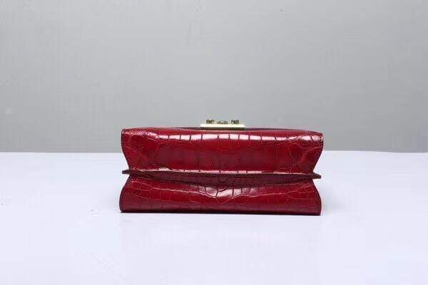 Women's Genuine Crocodile Leather Tote Top Handle Bags Wine Red