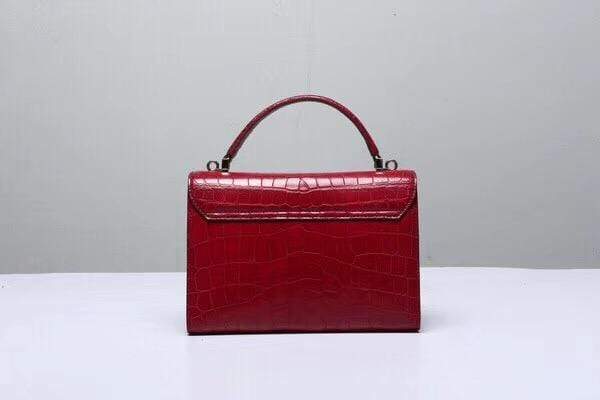 Women's Genuine Crocodile Leather Tote Top Handle Bags Wine Red