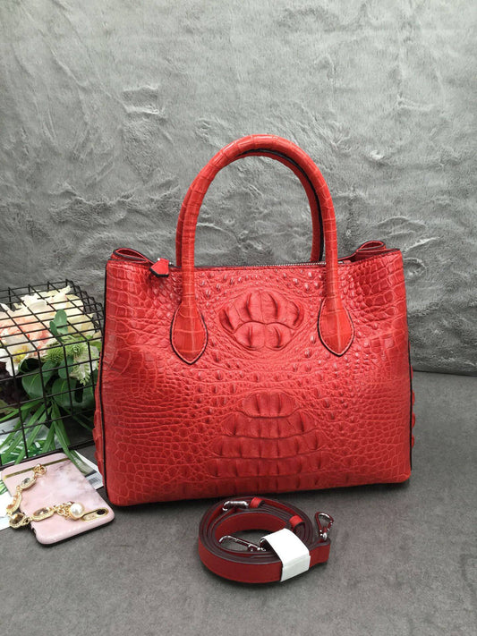 Womens Crocodile Skin Leather Satchel Bag 30cm