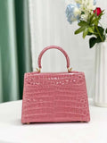 Womens  Shiny Niloticus Crocodile Leather Top Handle Bags