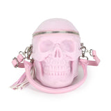 3D Bags Skull Cross Body Shoulder Bag Mini Handle Handbags Pink Suede