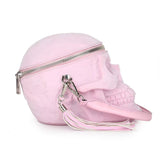 3D Bags Skull Cross Body Shoulder Bag Mini Handle Handbags Pink Suede