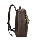 3D Lion Studde Flat Backpack PU Leather Soft Travel Punk Backpack Laptop Bag