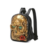 3D Skull Backpack ,3D Skull With Glowing Green Eyes, Skull With Rose Flower