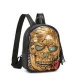 3D Skull Backpack ,3D Skull With Glowing Green Eyes, Skull With Rose Flower