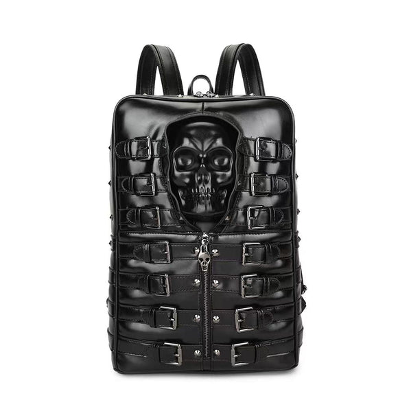 3D Skull Backpack Rockstud PU Leather Travel punk  Backpack Laptop School Bag Small