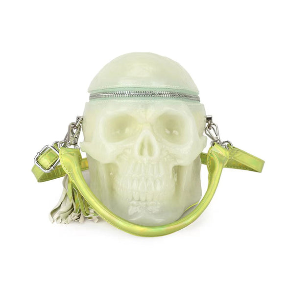 3D Skull Cross Body Bag Gel Handle Bag Glow-in-the-dark Mini  Shoulder Bag