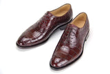 Brown Genuine Crocodile Belly Leather Formal Lace-up Shoes For Men,Goodyear Sole