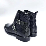 Copy of Men Black Ankle Crocodile  Leather Boot, Men Side Zipper Boot, Men Crocodile Leather Boots