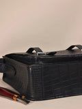 Crocodile Belly Leather Laptop Messenger Bag,Mens Postman Bag