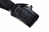 Crocodile Belly Leather Postman Bag, Mens  Messenger Business  Shoulder Bag Small
