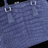 Crocodile Briefcase, Blue Suede Genuine Crocodile Skin Leather Laptop Bag