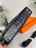 Crocodile Briefcase, Genuine Crocodile Skin Leather Laptop Bag Black