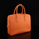 Crocodile Briefcase, Genuine Crocodile Skin Leather Laptop Bag Orange