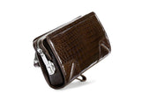 Crocodile Center Belly Leather Business Code Lock Clutch  With Wrist Strap