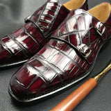 Crocodile  Double Monk Shoes