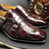Crocodile  Double Monk Shoes