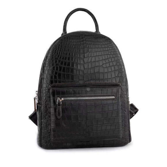 Crocodile Leather Backpack Black  For Women