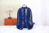 Crocodile Leather Backpack Vintage Blue