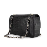 Crocodile Leather Classic Flap Chain Shoulder Bags For Women Black