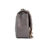 Crocodile  Leather Classic Flap Chain Shoulder Bags For Women Grey