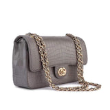 Crocodile  Leather Classic Flap Chain Shoulder Bags For Women Grey