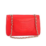 Crocodile  Leather Classic Flap Chain Shoulder Bags For Women Red