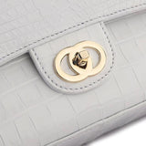 Crocodile  Leather Classic Flap Chain Shoulder Bags For Women White