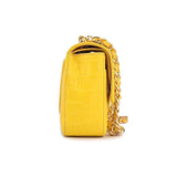 Crocodile  Leather Classic Flap Chain Shoulder Bags For Women Yellow