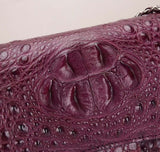 Crocodile Leather Flap Chain Shoulder Bag Wine Red