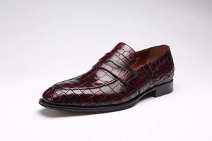 Crocodile Leather Formal Penny loafer  Casual Slip On  Shoes For Men