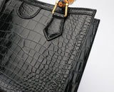 Crocodile Leather Large Top Handle Cross Body Bag