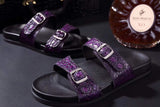 Crocodile Leather Sandals Purple