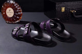 Crocodile Leather Sandals Purple