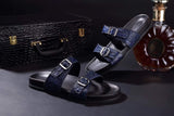 Crocodile Leather Sandals Vintage Navy Blue