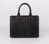 Crocodile Leather Top Handle Bag Black