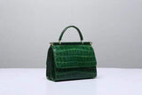 Crocodile Leather  Top Handle Bag  Dark Green