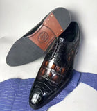 Crocodile Leather Two Tone Shoes,Brogue Formal Shoes,Lace Up Dress Shoes