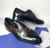 Crocodile Leather Two Tone Shoes,Brogue Formal Shoes,Lace Up Dress Shoes