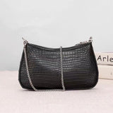 Crocodile Leather Underarm With Chain Shoulder Strap Bag